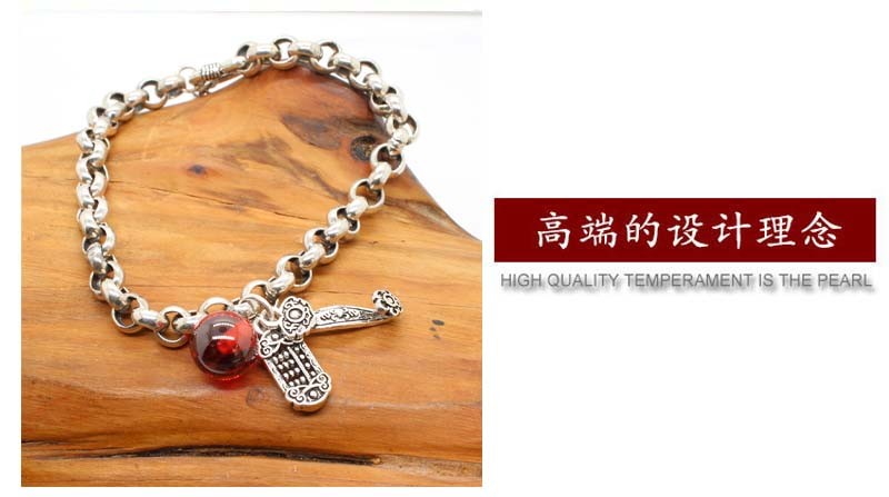 s925银手链复古挂如意算盘泰银饰品女红锆石简约个性学生ins详情3