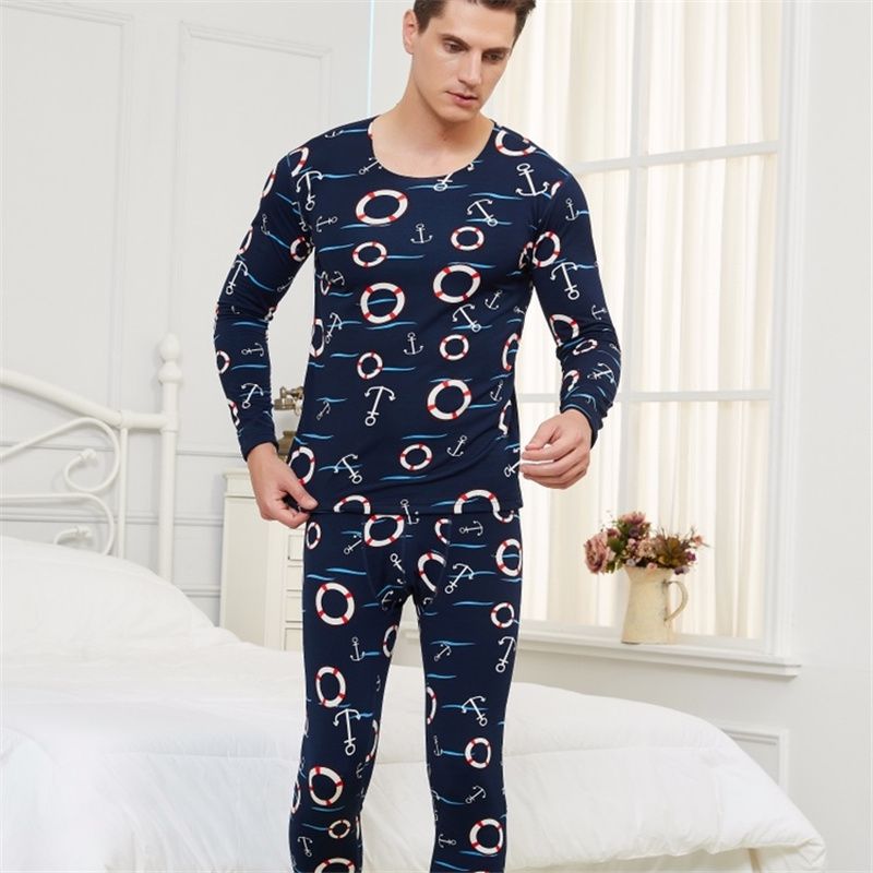 Men's Thin Printed Long Johns Cotton Men's Thermal Underwear Cotton Men's Thermal Underwear 17