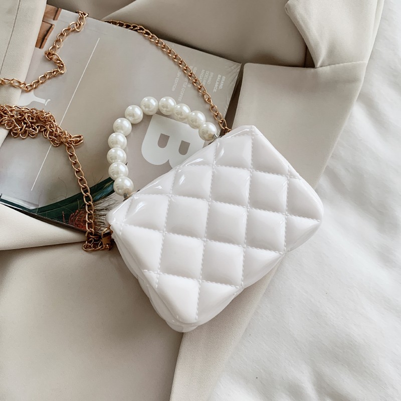 Mini Bag Women's Bag Summer Diamond Nail Pvc Colored Jelly Bag Pearl Pocket Red Cross Body Bag undefined