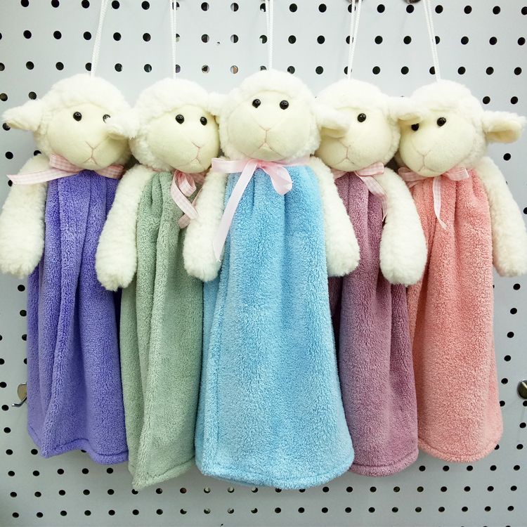 Cartoon cute hanging lamb hand towel thickened children's dry hands gold absorbent hair thumbnail