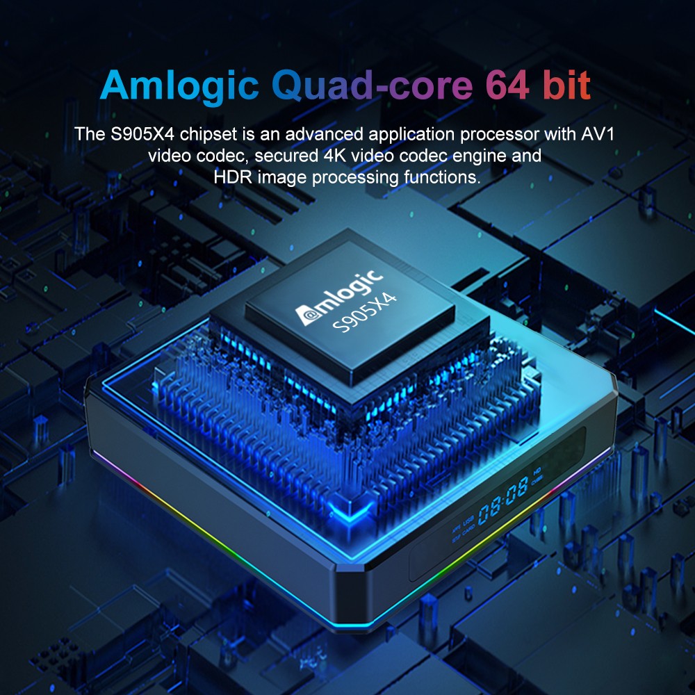 علبة تلفزيون Android11.8K من طراز X96 X4 Amlogic S905x4 detail image 2