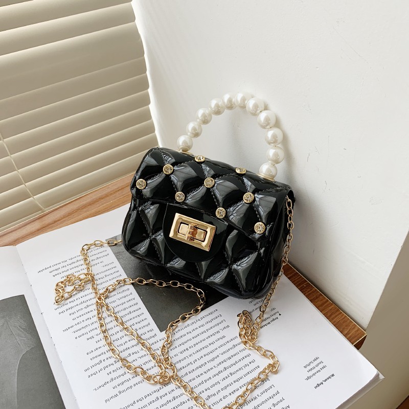 Mini Bag Women's Bag Summer Diamond Nail Pvc Colored Jelly Bag Pearl Pocket Red Cross Body Bag undefined