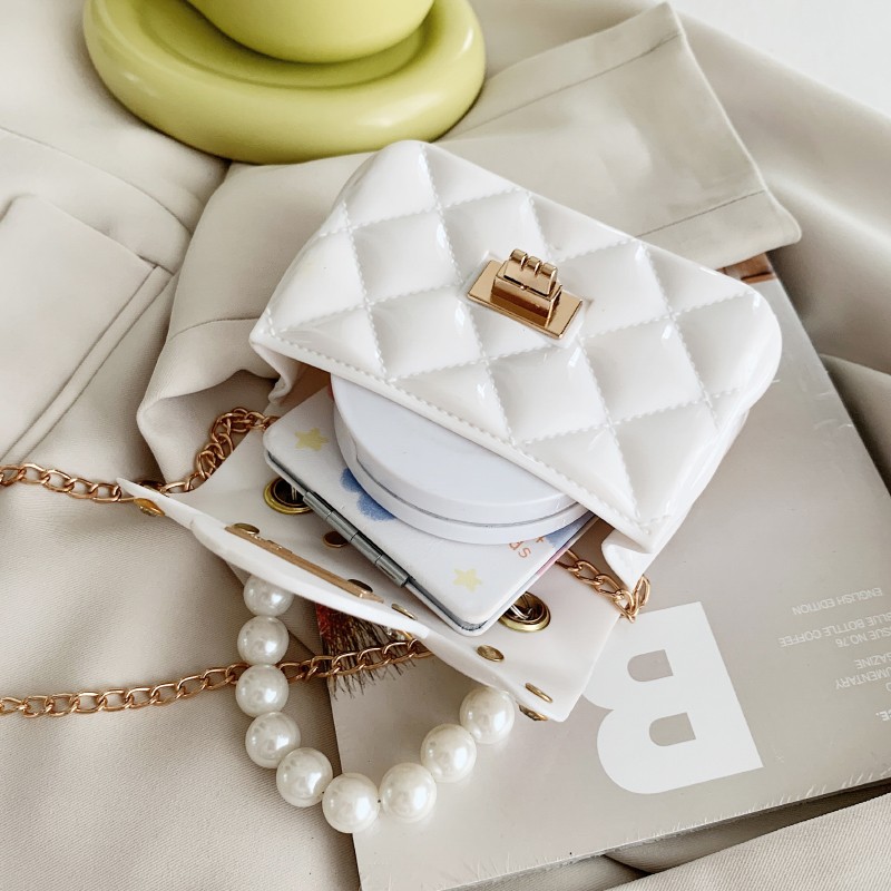 Mini Bag Women's Bag Summer Diamond Nail Pvc Colored Jelly Bag Pearl Pocket Red Cross Body Bag undefined