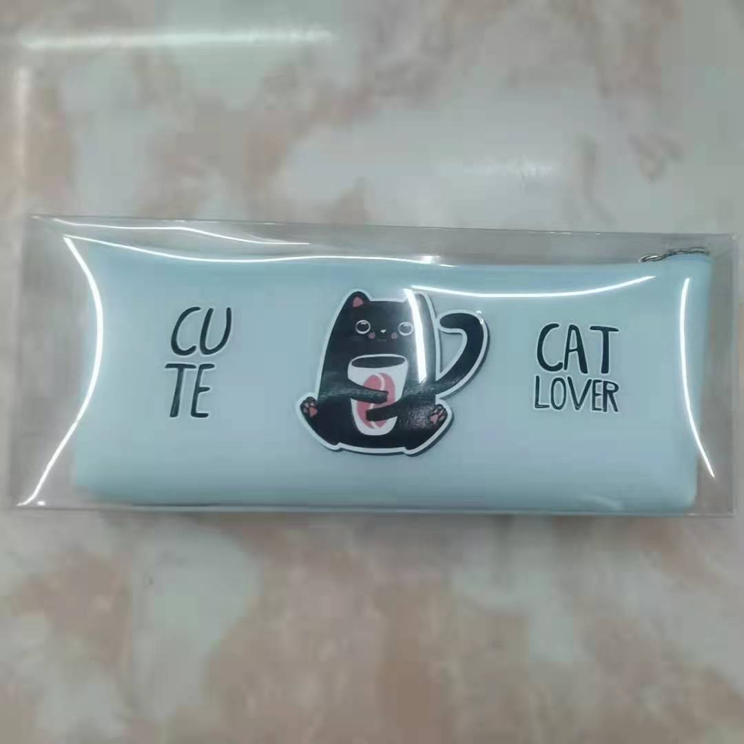 果冻料蓝色可爱小猫笔袋
