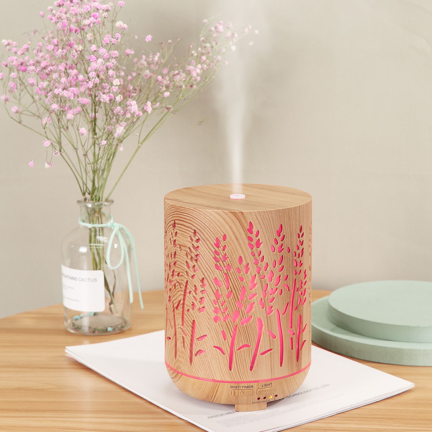 400ml large-capacity wood grain humidifier and aroma diffuser