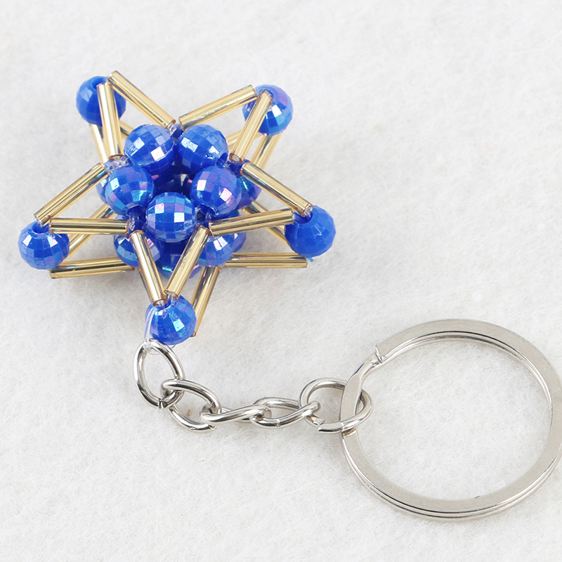 Hand-beaded Lucky Star Pentagonal keychain three-piece set series mixed 32