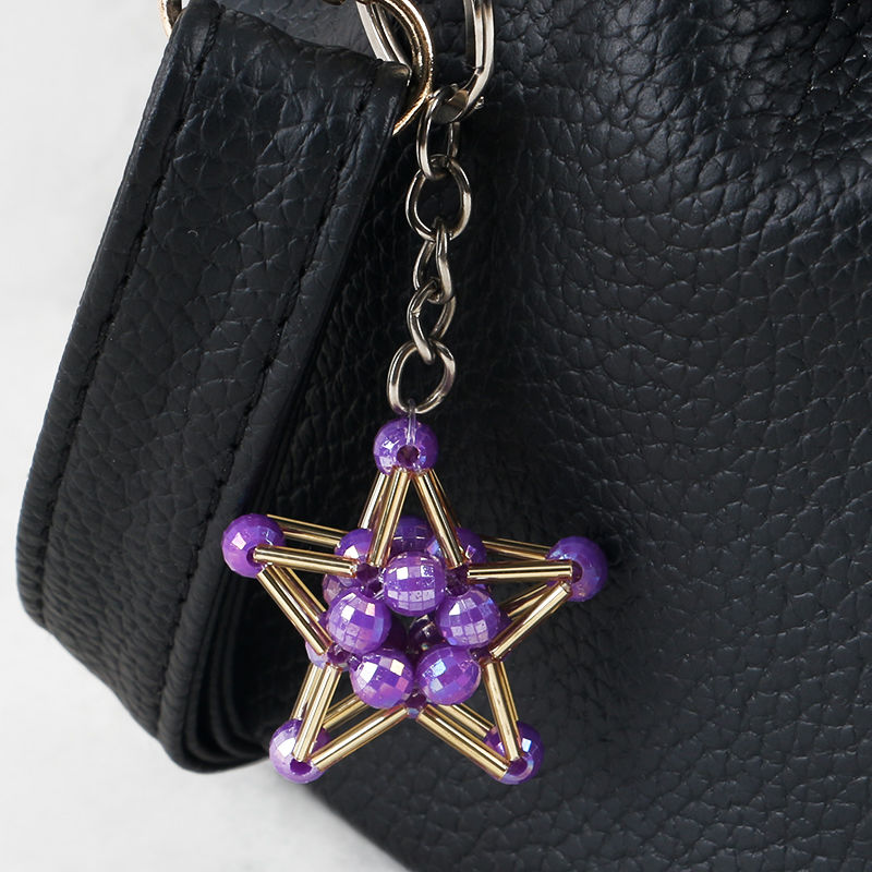 Hand beaded Lucky Star Pentagonal keychain 3 piece set series mixed 9