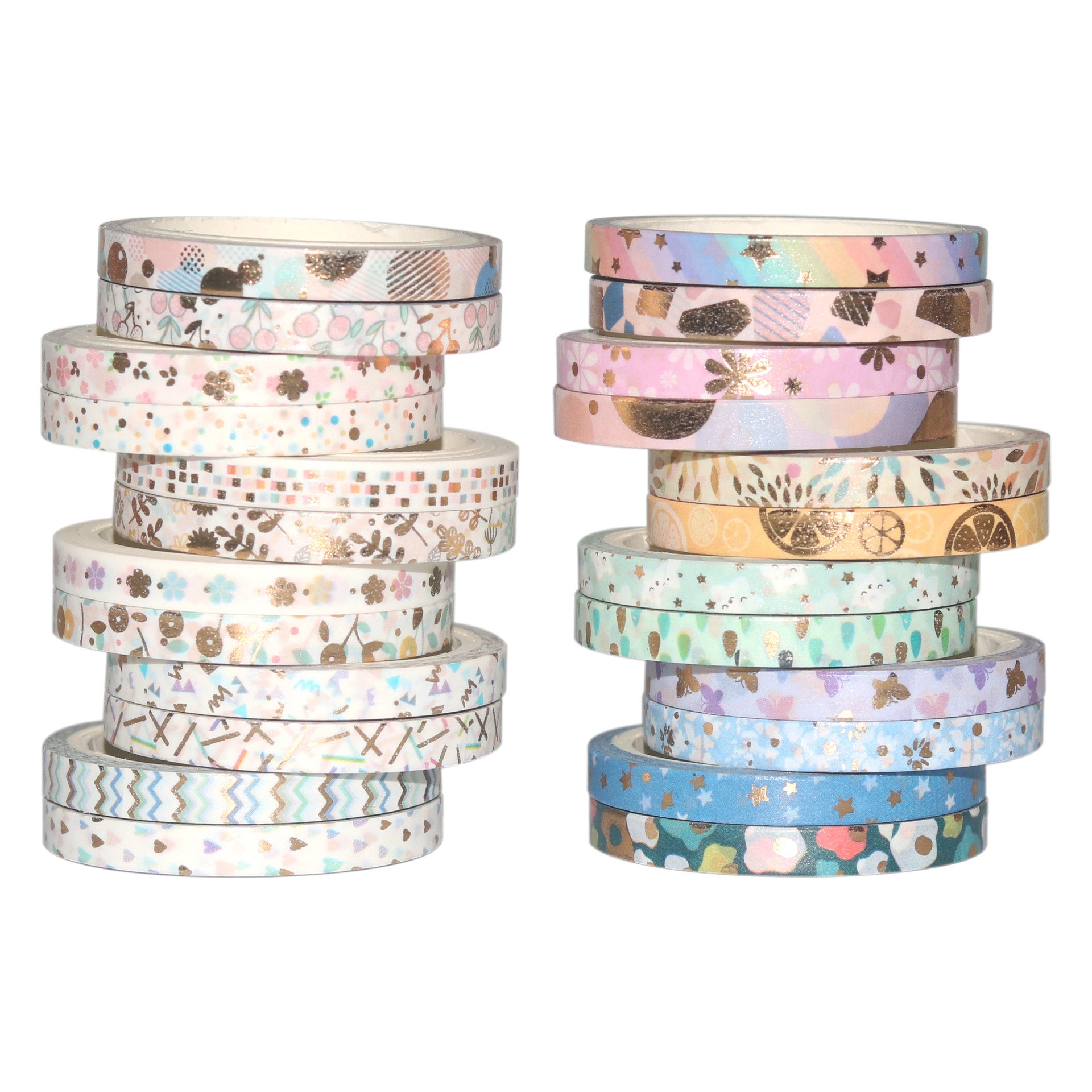 厂家直供 4米24款烫金和纸胶带 5mm基础款手账DIY边框素材胶带详情5