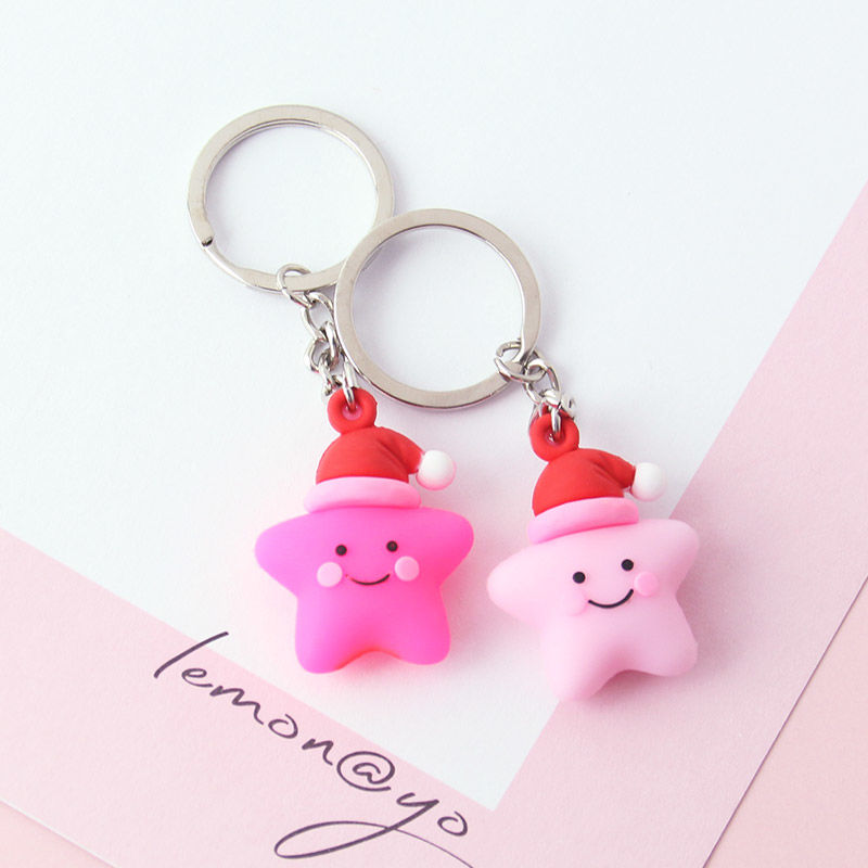 Stereoscopic silicone small pentagram keychain 1