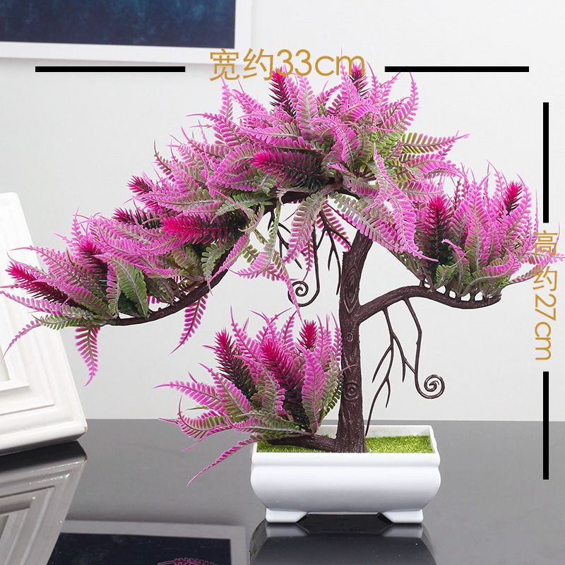 Artificial plants, retro potted plants, spray-painted artificial green trees, home desktop decoration, plastic artificial flower bonsai ornaments Specification image