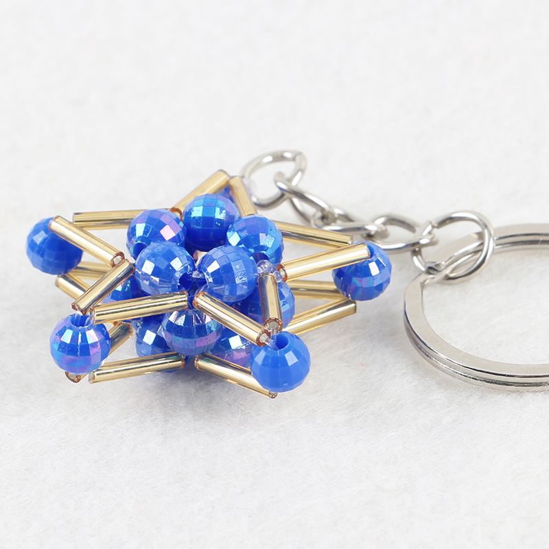 Hand-beaded Lucky Star Pentagonal keychain three-piece set series mixed 34