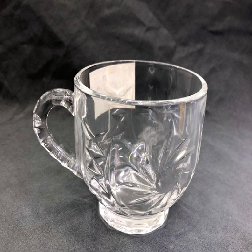风火轮花形杯子水晶玻璃杯子 透明手把茶杯 水 风火轮纹理杯子
