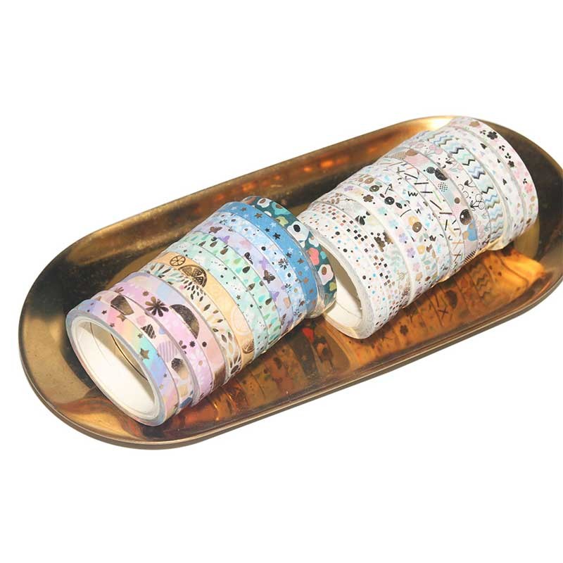 厂家直供 4米24款烫金和纸胶带 5mm基础款手账DIY边框素材胶带详情4