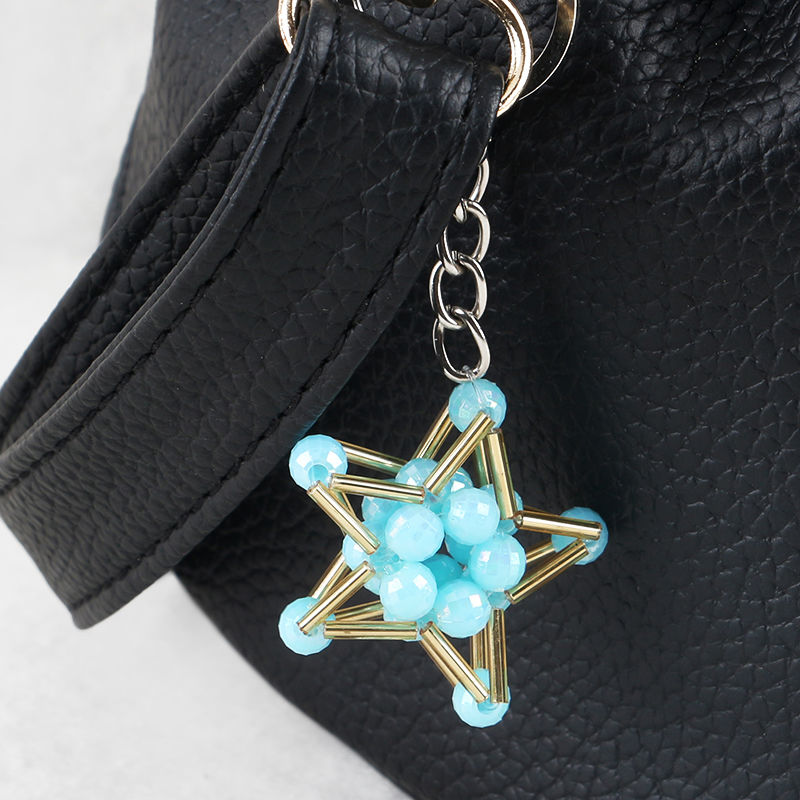 Hand beaded Lucky Star Pentagonal keychain three-piece set series mixed 29