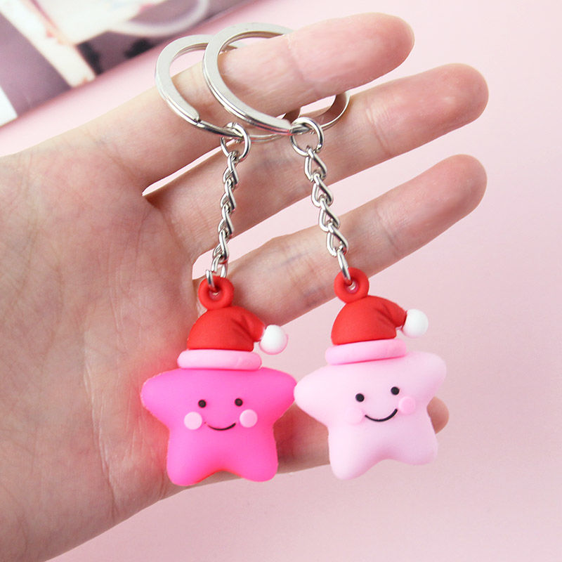 Stereoscopic silicone small pentagram keychain 15