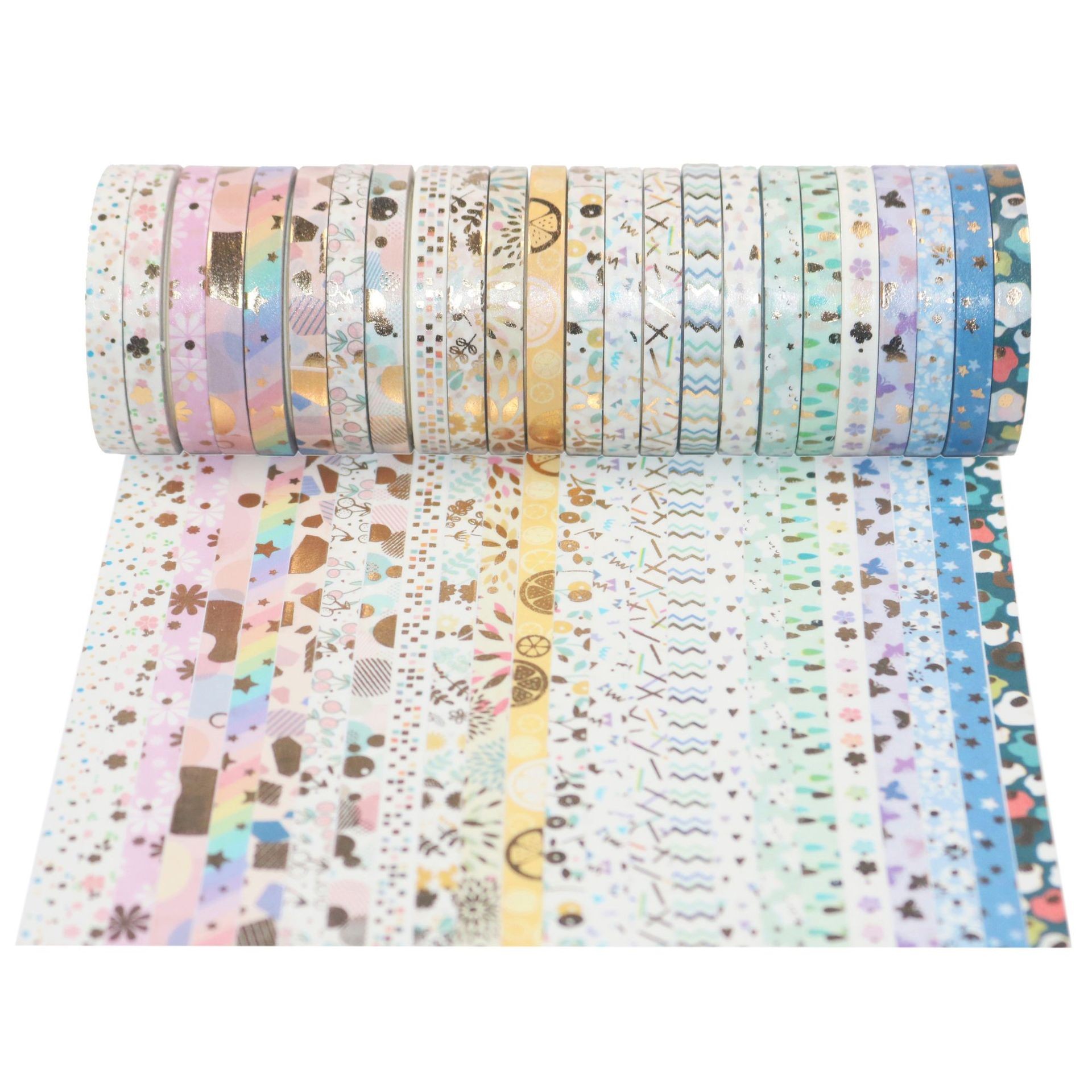 厂家直供 4米24款烫金和纸胶带 5mm基础款手账DIY边框素材胶带详情2