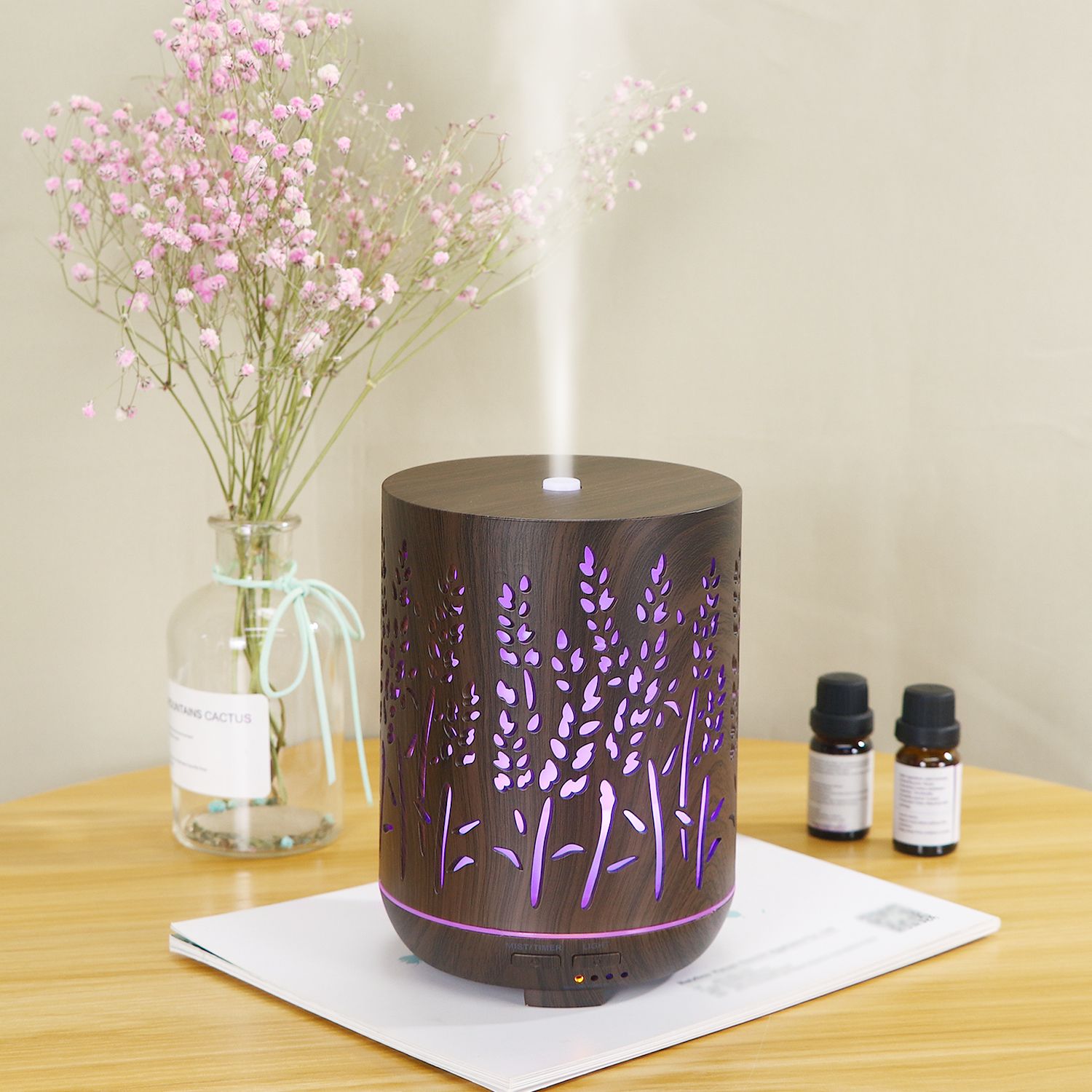 400ml large-capacity wood grain humidifier and aroma diffuser Item Picture