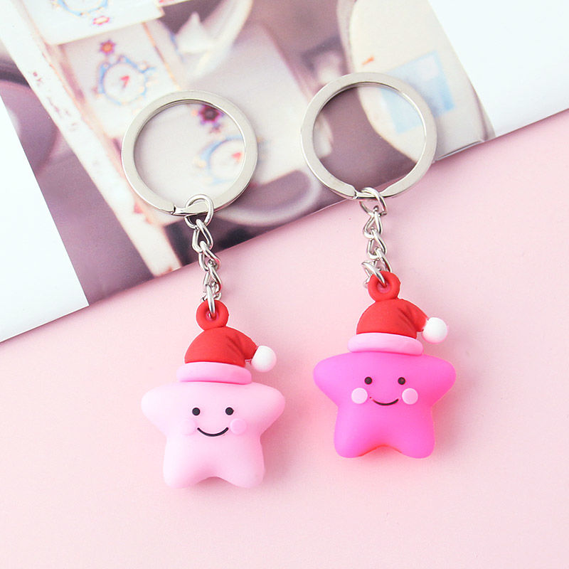 Stereoscopic silicone small pentagram keychain 12
