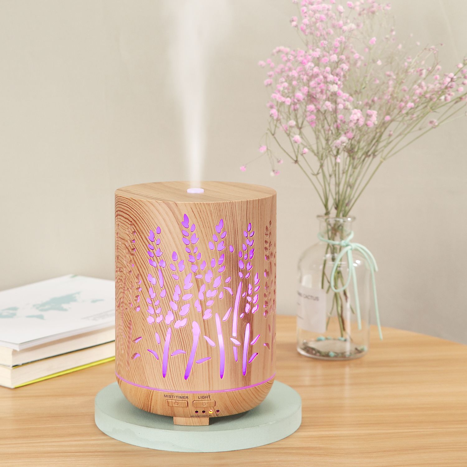 400ml large-capacity wood grain humidifier and aroma diffuser details Picture