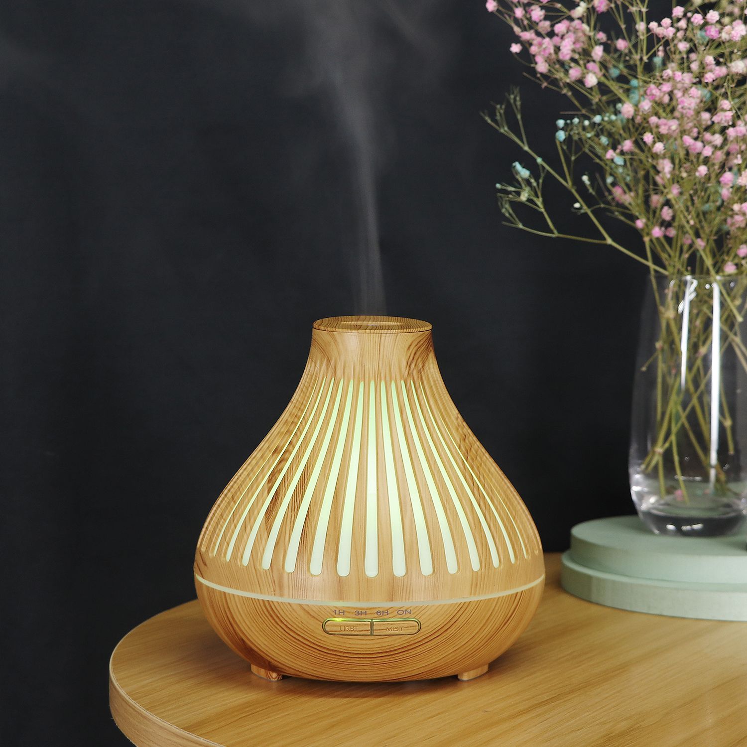 400ML volcanic-shaped wood grain humidifier and aroma diffuser Application Scenario