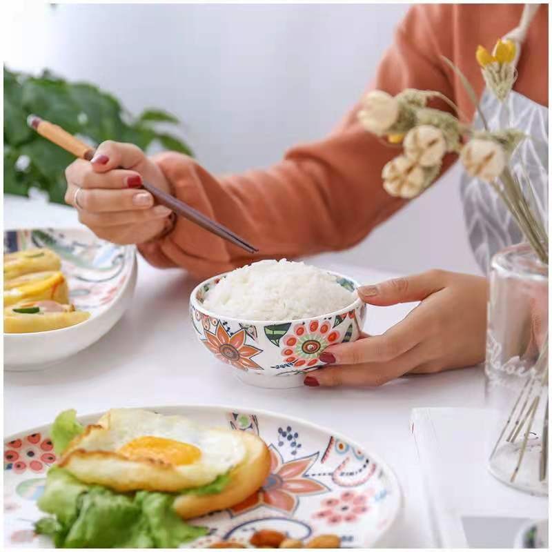 蝶恋花系列 高温釉中彩陶瓷餐具盘碗碟套装 饭碗菜盘面碗简约盘碗详情图2