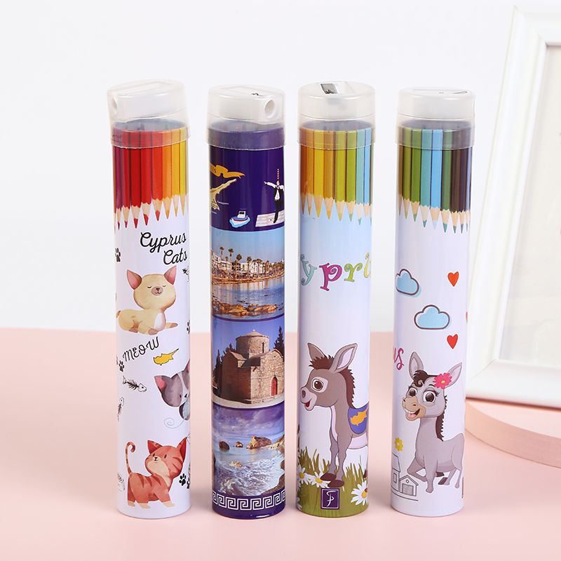 12色铁盒彩色铅笔涂鸦彩色铅笔套装学生文具木质彩铅创意绘画铅笔
