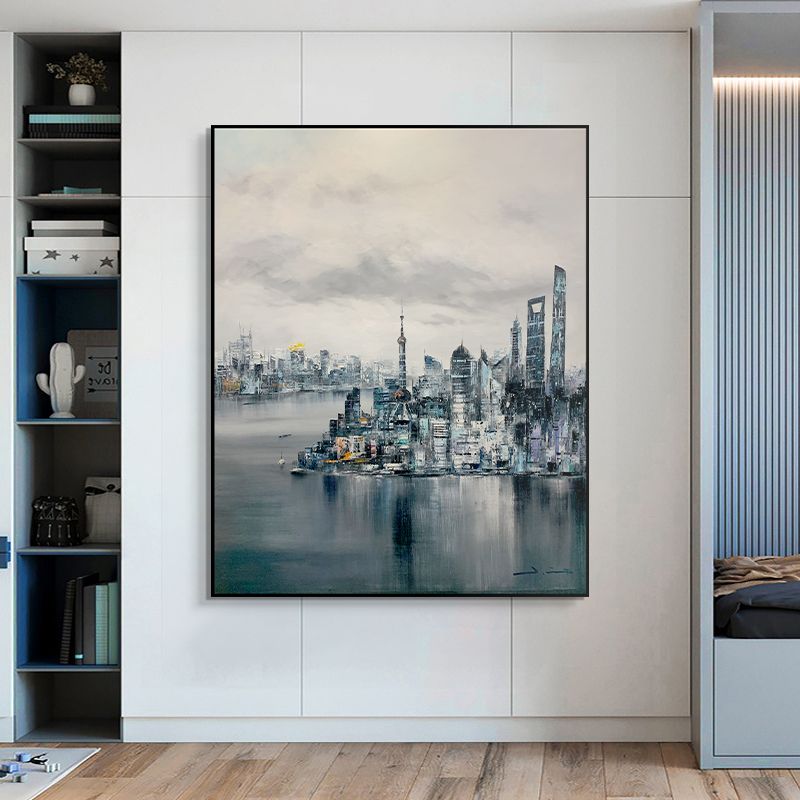 Modern City Modern Light Luxury Living Room Decoration Simple Atmosphere Abstract Sofa Background Painting Mural Bedroom Painting Oil Painting details Picture