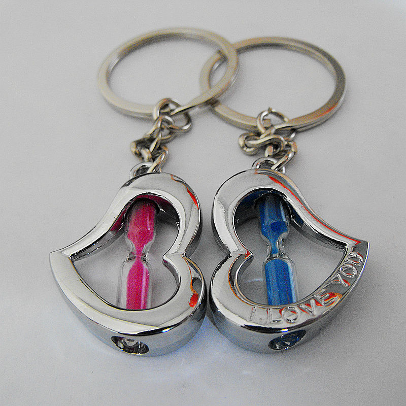 Lovers peach heart Quicksand River elite three-piece key chain 6