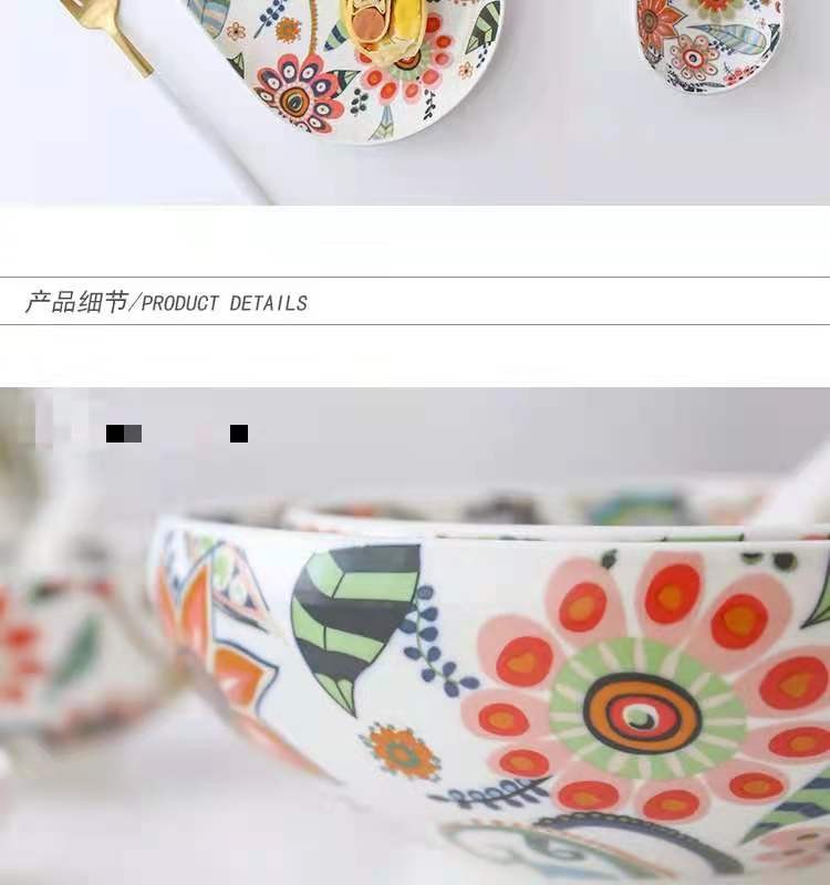 蝶恋花系列 高温釉中彩陶瓷餐具盘碗碟套装 饭碗菜盘面碗简约盘碗详情图10