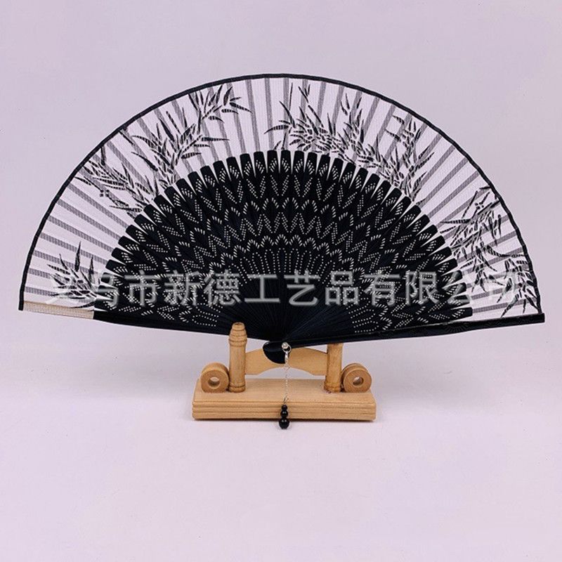 漆边手绘喷绘折扇   *日式和风扇  素面单色头青竹扇   古风折扇