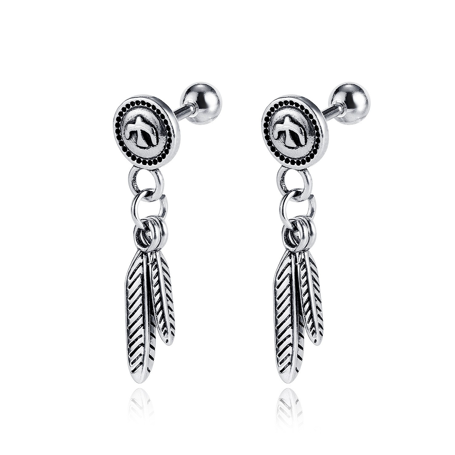 Direct sales from the source factory: Classic and popular stainless steel leaf earrings from Europe and America, versatile and pigeon earrings for both men and women detail image 1