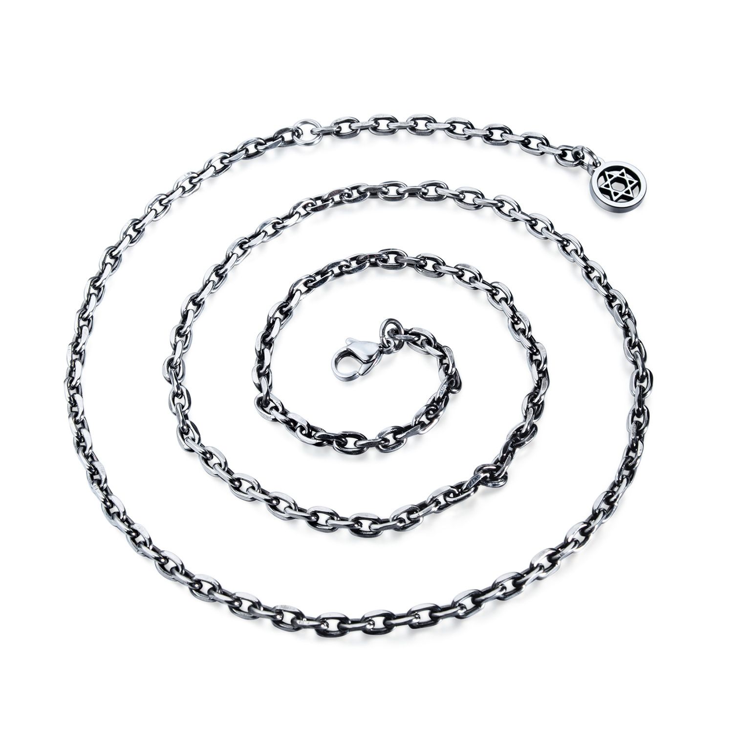 Cross-border jewelry, European and American O-shaped chain, cross-shaped chain, stainless steel necklace, titanium steel pendant with chain, retro men's single chain