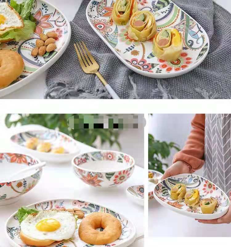 蝶恋花系列 高温釉中彩陶瓷餐具盘碗碟套装 饭碗菜盘面碗简约盘碗详情图5