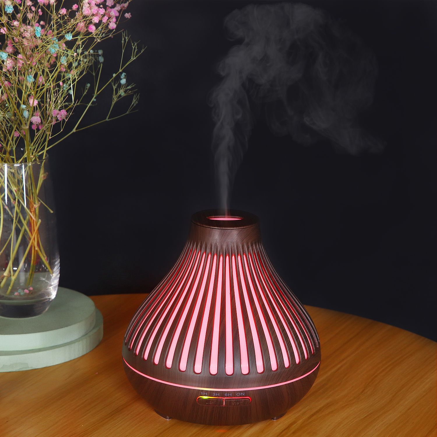 400ML volcanic-shaped wood grain humidifier and aroma diffuser details Picture