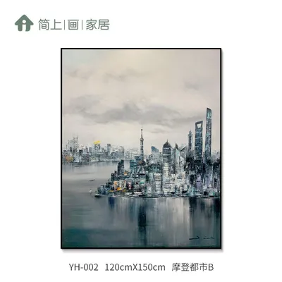 Modern City Modern Light Luxury Living Room Decoration Simple Atmosphere Abstract Sofa Background Painting Mural Bedroom Painting Oil Painting