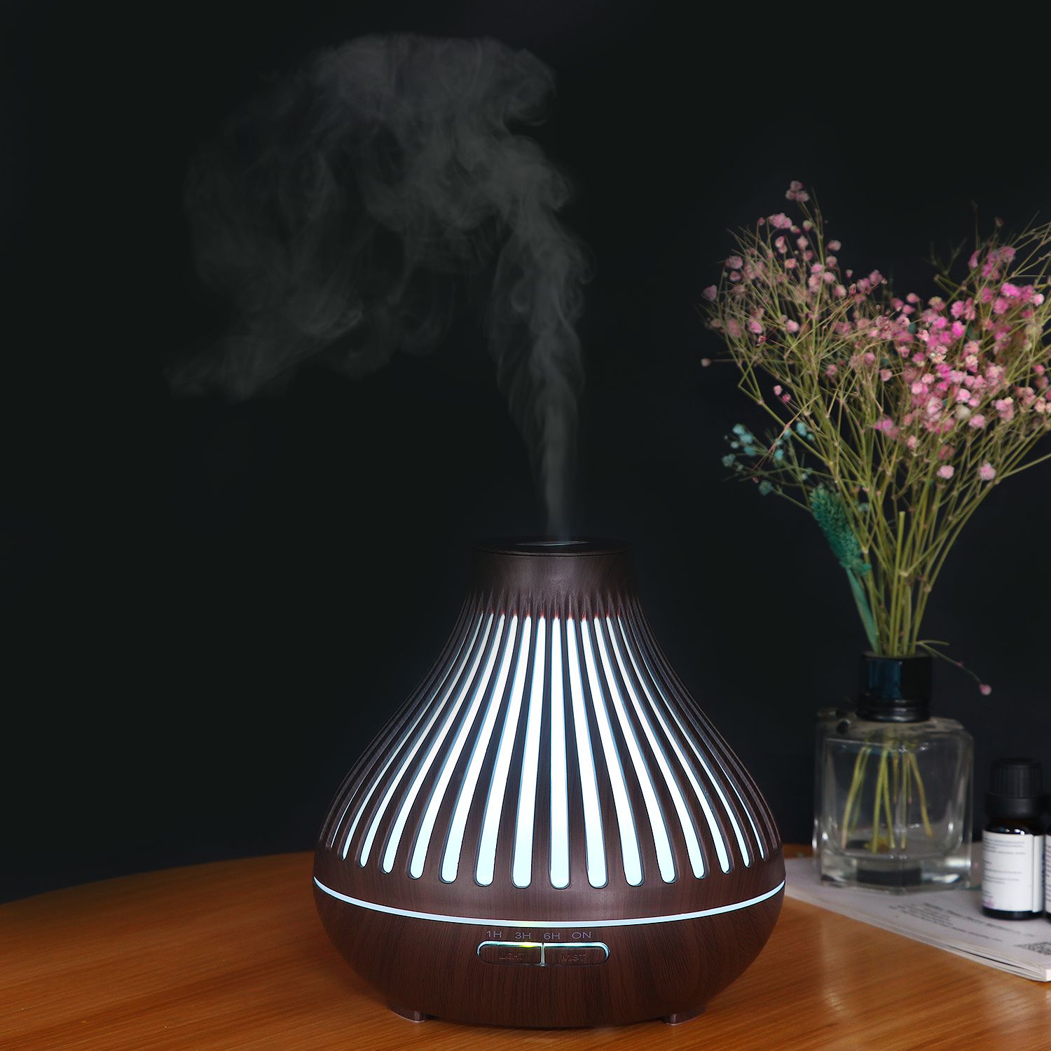 400ML volcanic-shaped wood grain humidifier and aroma diffuser