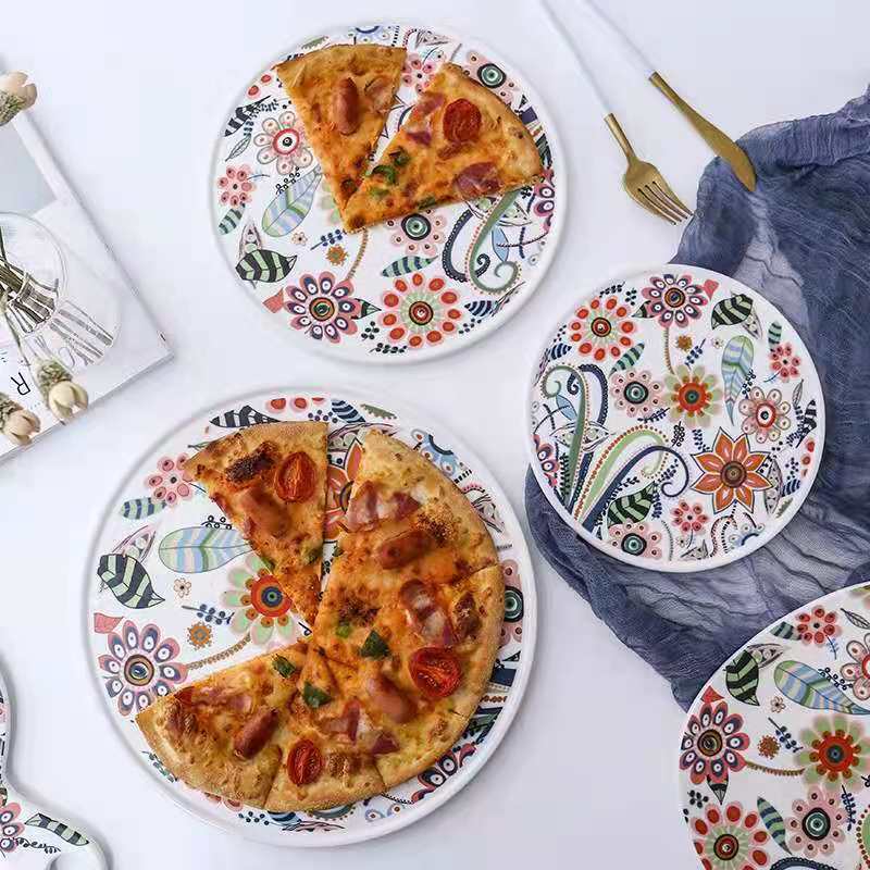 Butterfly Love Flower Series: Simple and creative ceramic tableware, breadboard, breakfast pizza plate, cold dish plate, fruit tray details Picture