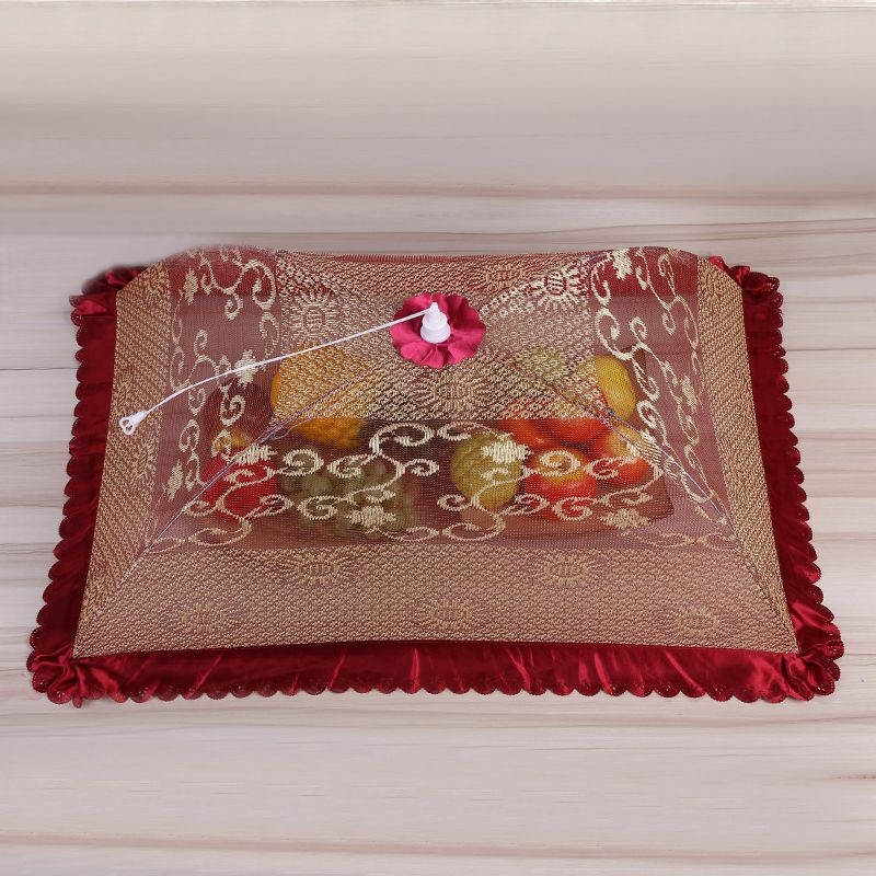 Dish Cover Round lace Lace Dish cover Household folding dust and insect proof food cover Table cover 108 thumbnail