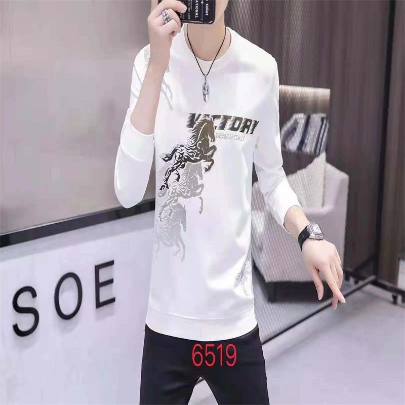 Summer middle-aged men's top short sleeve T-shirt cool youth slim crew-neck printed base shirt 55