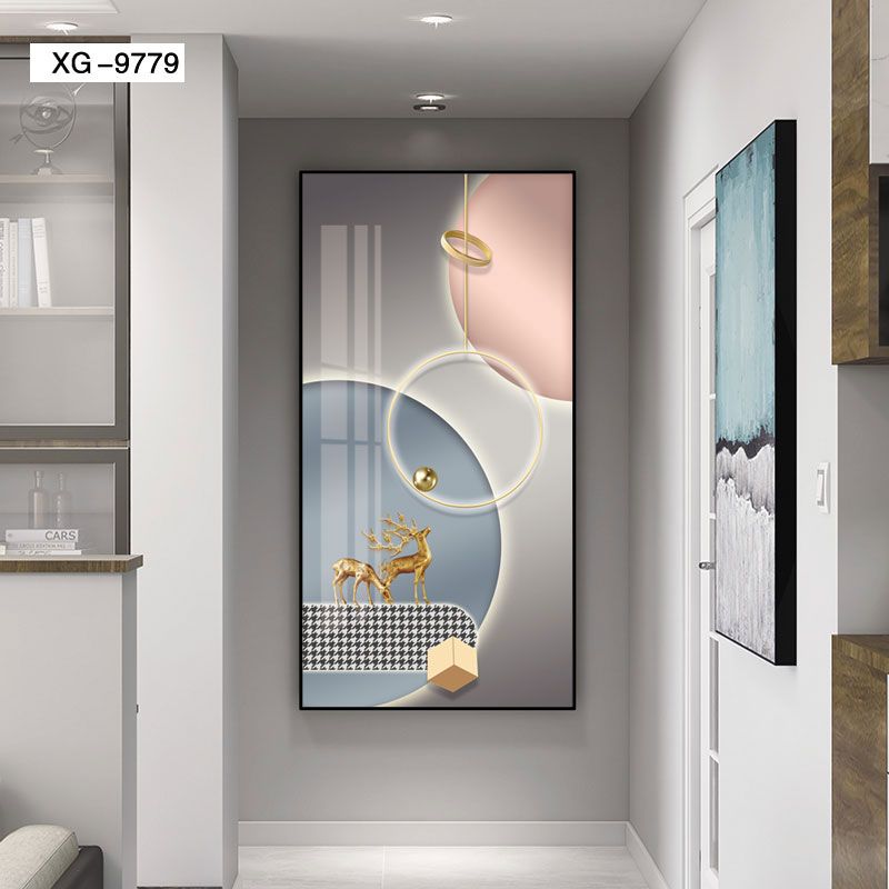 Crystal Porcelain Painting Entry Porch Decorative Painting Entry Living Room Corridor Corridor Hanging Painting Modern Simple Vertical Version Of Fantasy Wall Painting Application Scenario