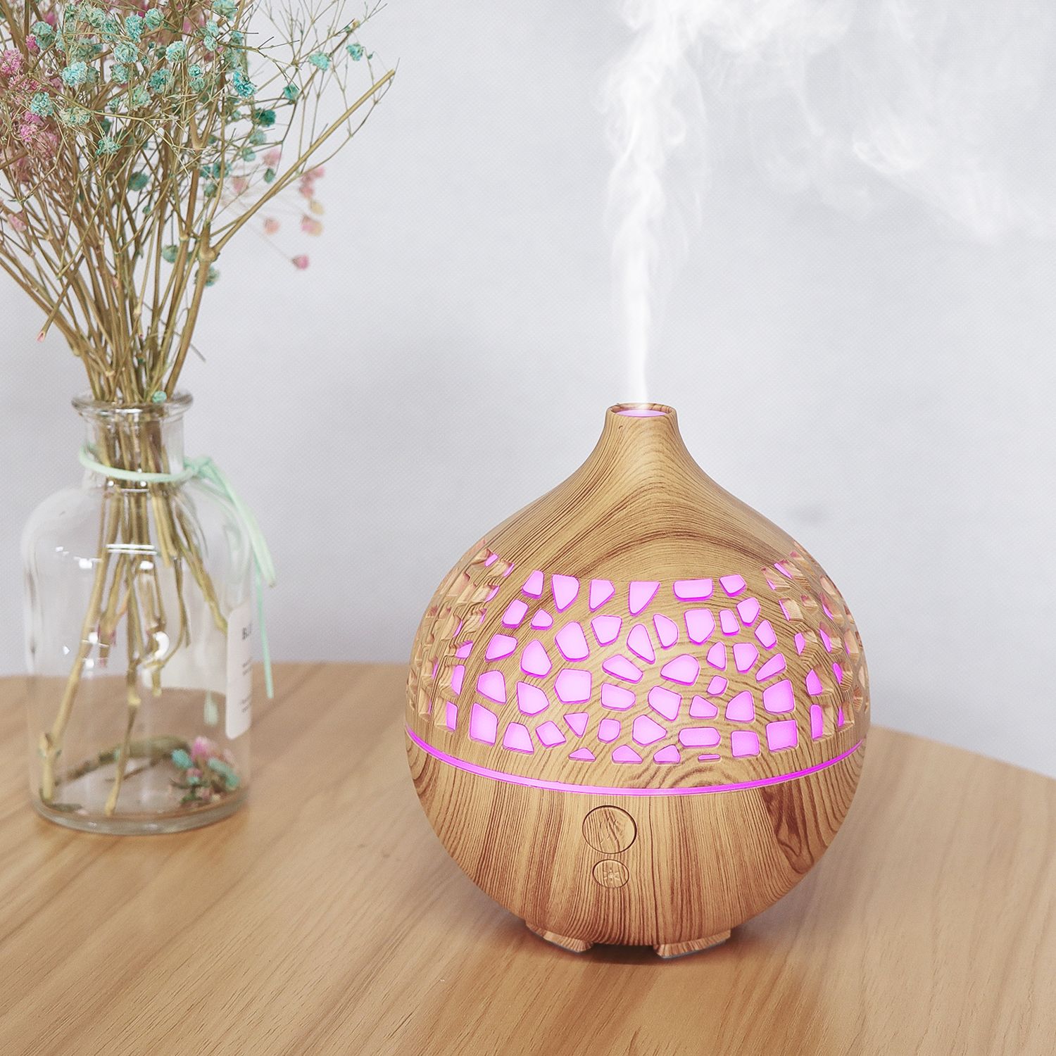 KP-5303 Wood Grain USB Seven-color Light Aroma Diffuser Humidifier Specification image
