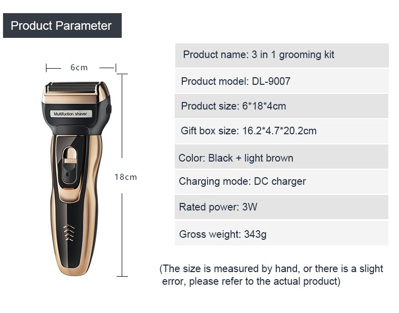 DALING-9007 Three-in-one Shaver, Reciprocating Multi-functional electric Hairdresser, Nose hair Razor, rechargeable razor, Cross-border wholesale detail image 13