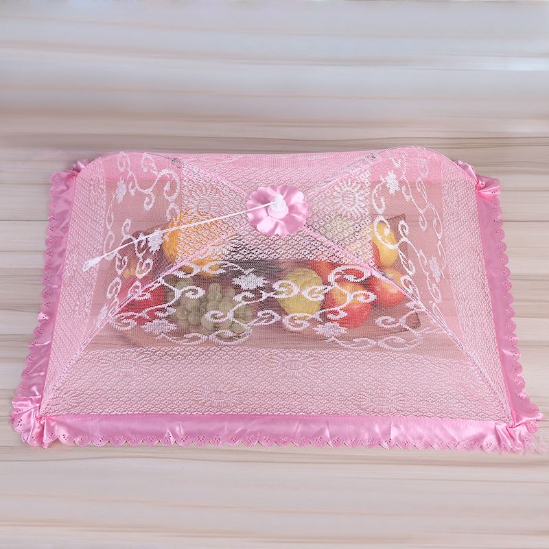 Dish cover Round lace lace dish cover Household folding dust and insect proof food cover Table cover 17 thumbnail