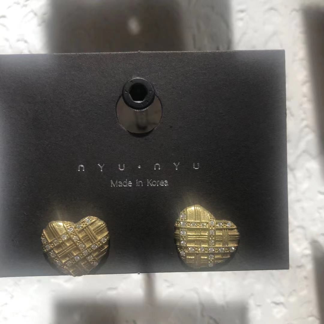 s91656#爱心锆石桃心配件点钻耳钉韩式系列铜百顺222