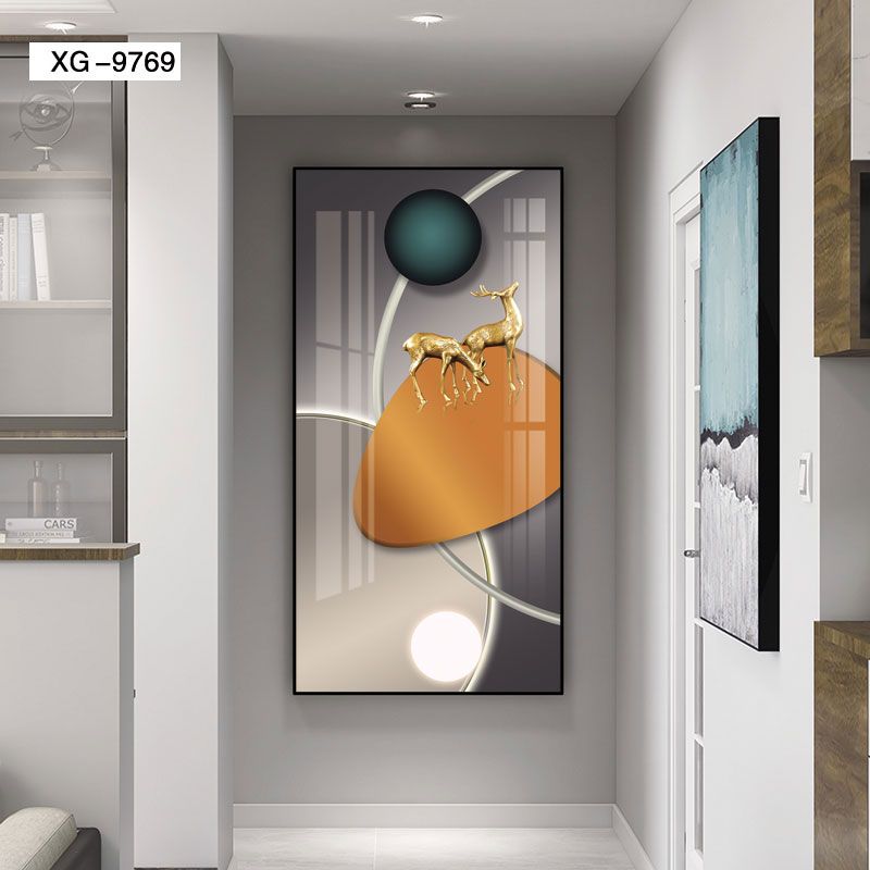 Crystal Porcelain Painting Entry Porch Decorative Painting Entry Living Room Corridor Corridor Hanging Painting Modern Simple Vertical Version Of Fantasy Wall Painting Specification drawing