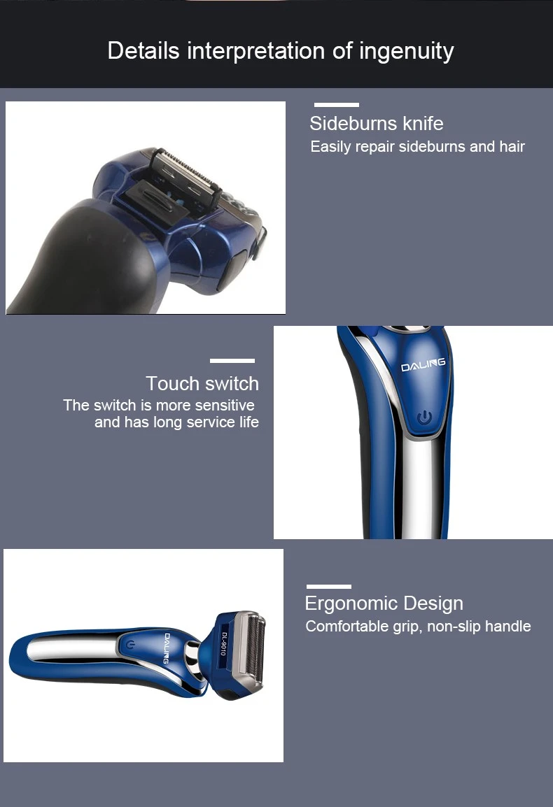 DALING-9010 Reciprocating electric rechargeable Razor, three-in-one multi-functional Hairdresser and nose hair remover for export wholesale detail image 12