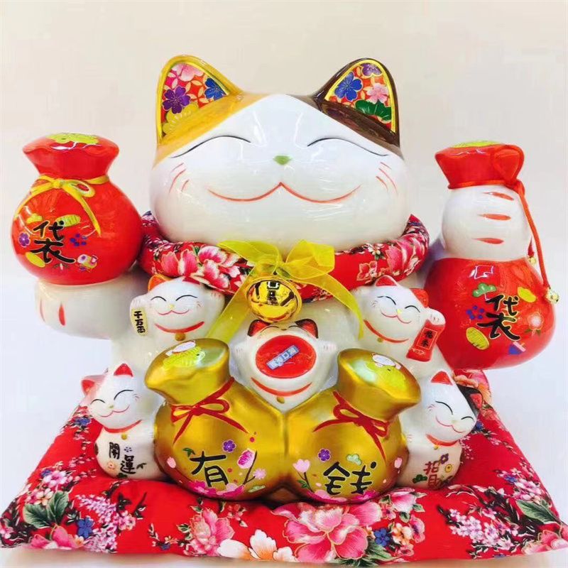 South Tai gourd hands poly treasure bag money more color waving cat opening gift living room
