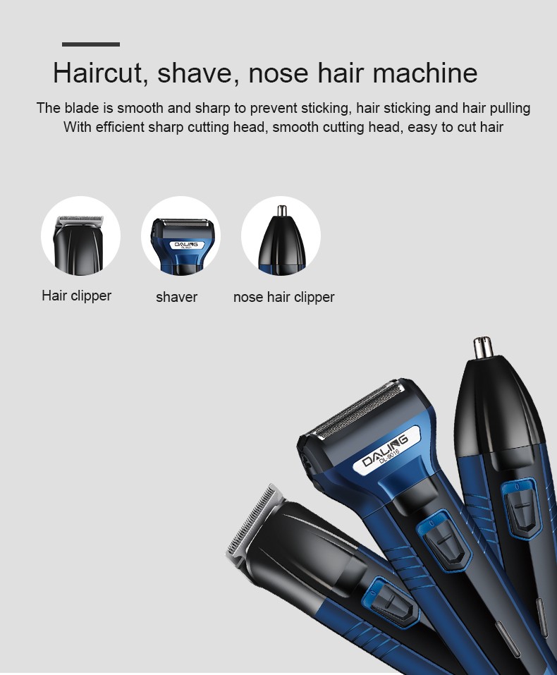DALING-9016 Reciprocating electric rechargeable Razor, three-in-one multi-functional Hairdresser and nose hair remover for export wholesale detail image 4
