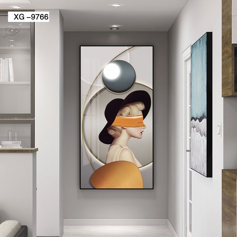 Modern Simple Porch Decorative Painting Vertical Version Entry Painting Light Luxury Deer Murals Abstract Corridor Hanging Painting Star Diamond Gilt Painting Specification drawing