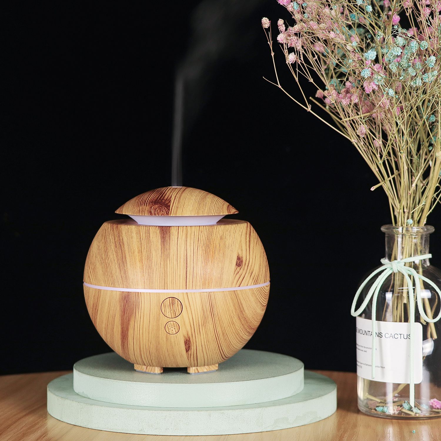 KP-5304 Wood Grain USB Color Light Aroma Diffuser Humidifier